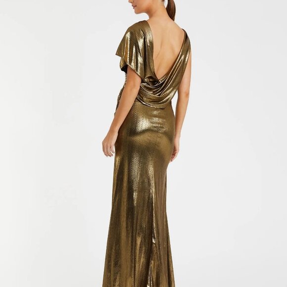 Ieena for Mac Duggal black Tie gold asymmetric dress size 18 NWT - Picture 3 of 10